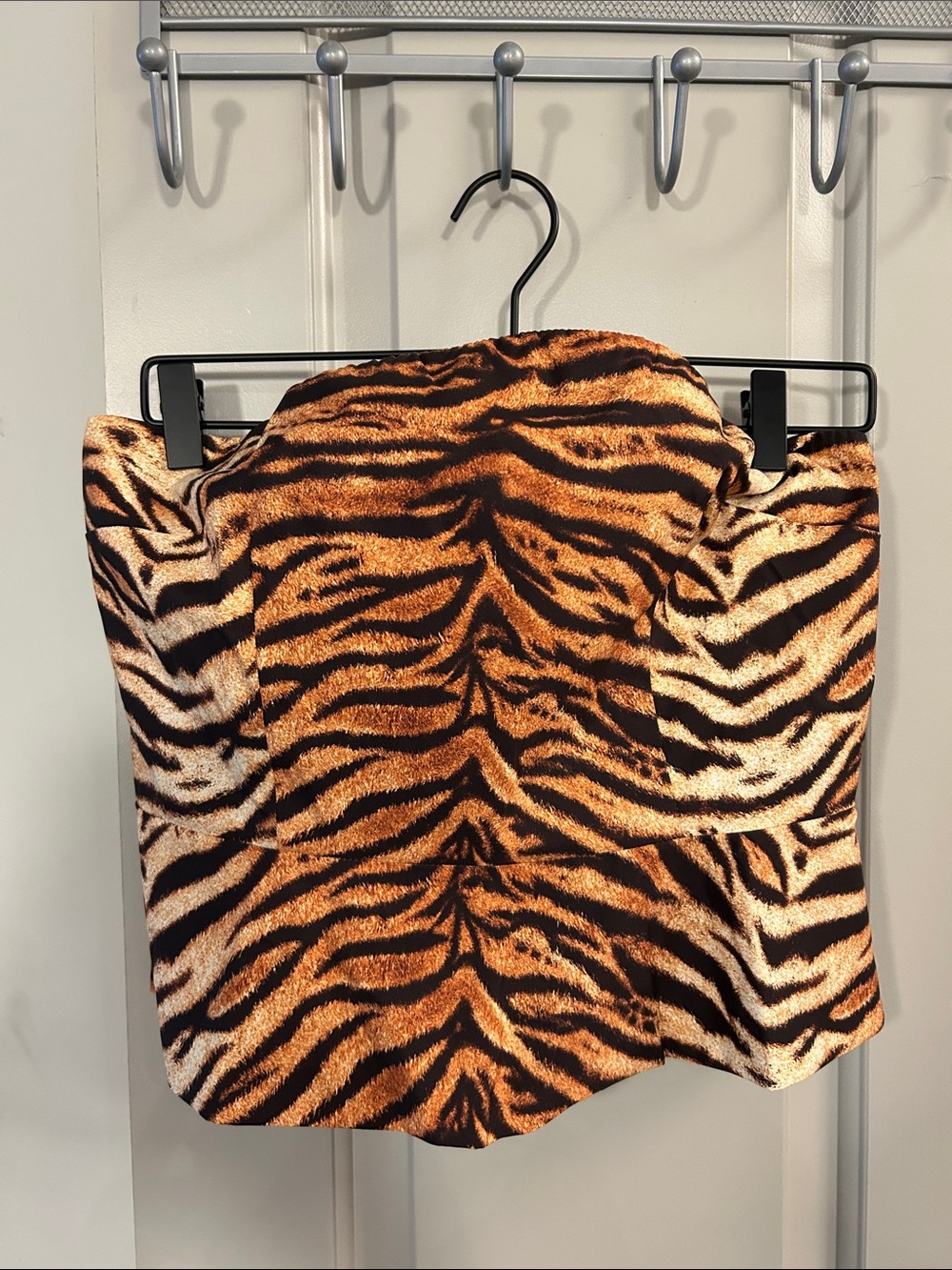 Worn Once! Finesse Tiger Print Strapless Peplum Top